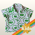 Kids Unisex Upcycled Cotton Button-up Shirt – Brat Love, Mini Collection (White & Green / Size 2) | Freedomfield