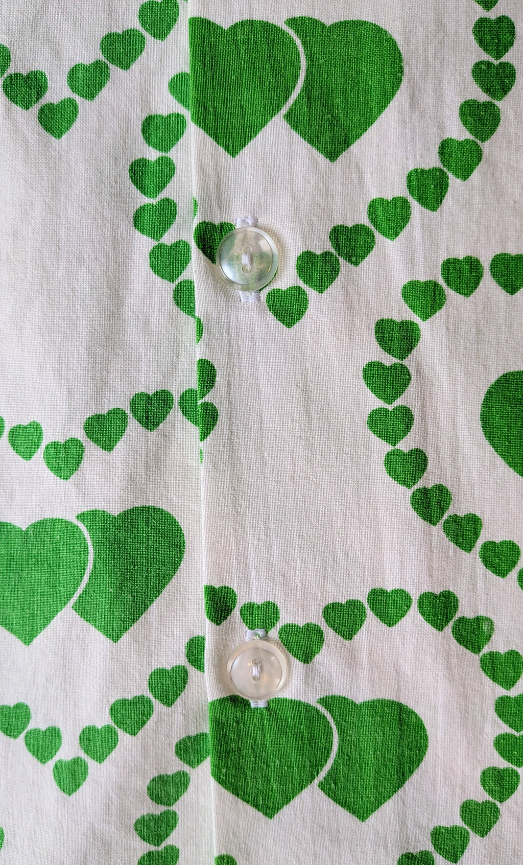 1970s Style Classic Cut Unisex Upcycled Cotton Button-up Shirt – Brat Love (White & Green / Size M) | Freedomfield