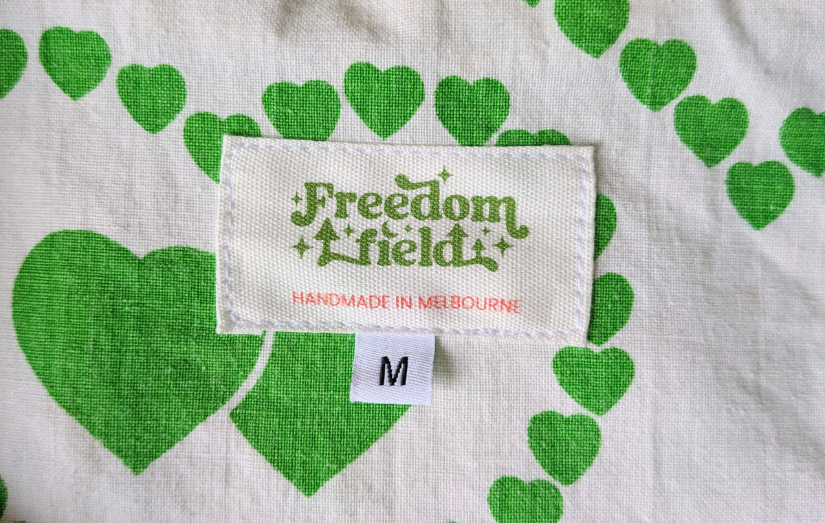 1970s Style Classic Cut Unisex Upcycled Cotton Button-up Shirt – Brat Love (White & Green / Size M) | Freedomfield