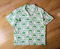 1970s Style Classic Cut Unisex Upcycled Cotton Button-up Shirt – Brat Love (White & Green / Size M) | Freedomfield