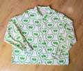 1970s Style Long Sleeve Unisex Upcycled Cotton Button-up Overshirt – Brat Love (White & Green / Size L) | Freedomfield