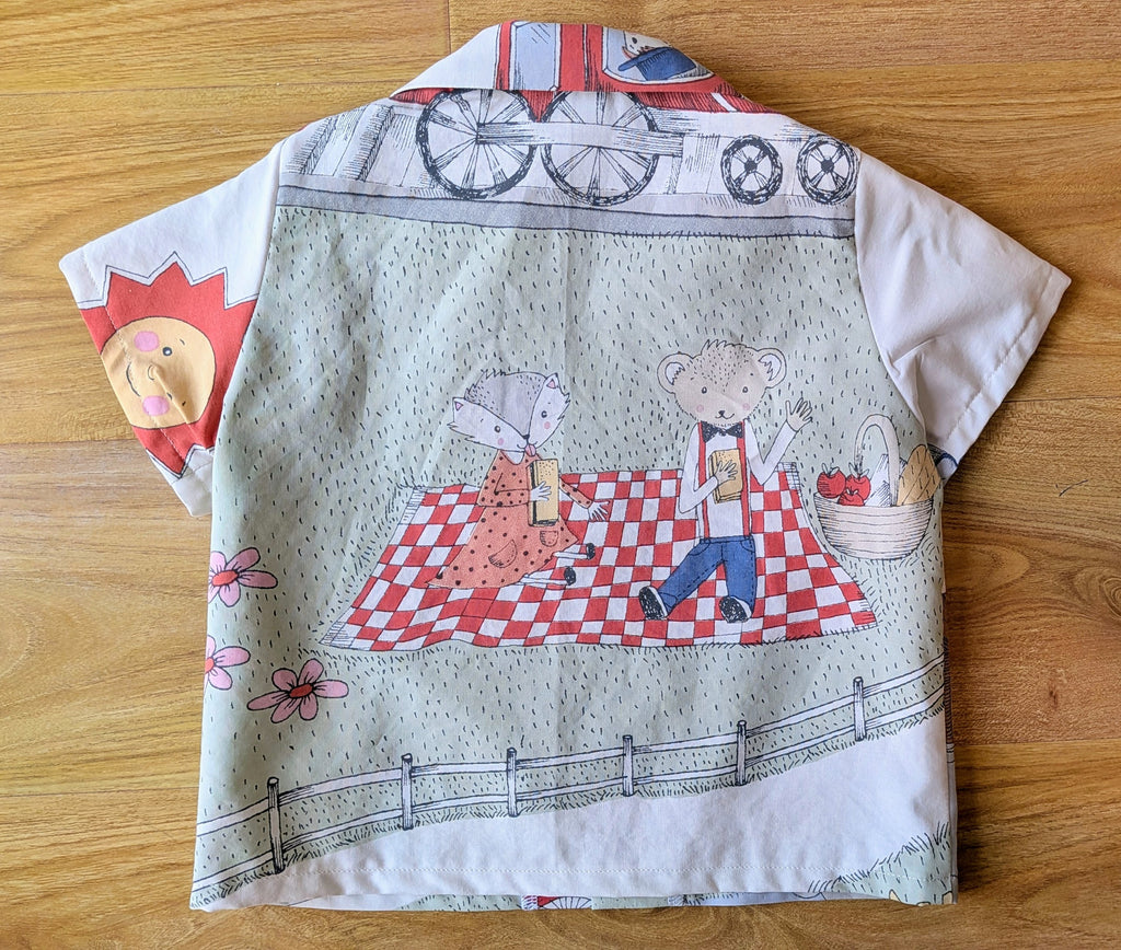 Kids Unisex Upcycled Cotton Button-up Shirt – Picnic Pals, Mini Collection (Pastel / Size 3) | Freedomfield