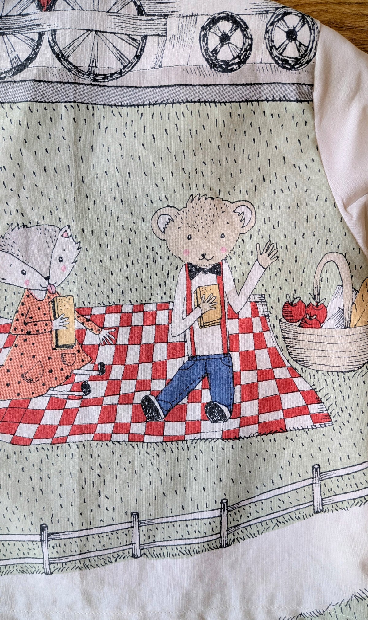 Kids Unisex Upcycled Cotton Button-up Shirt – Picnic Pals, Mini Collection (Pastel / Size 3) | Freedomfield