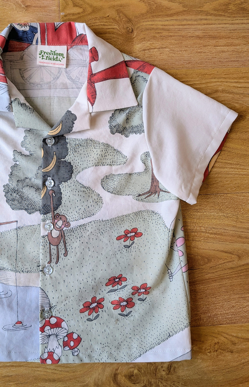 Kids Unisex Upcycled Cotton Button-up Shirt – Picnic Pals, Mini Collection (Pastel / Size 3) | Freedomfield