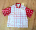 Vintage Cut Unisex Upcycled Cotton/Polyester Checked Button-up Shirt – Gridlines (Red & White / Size M) | Freedomfield