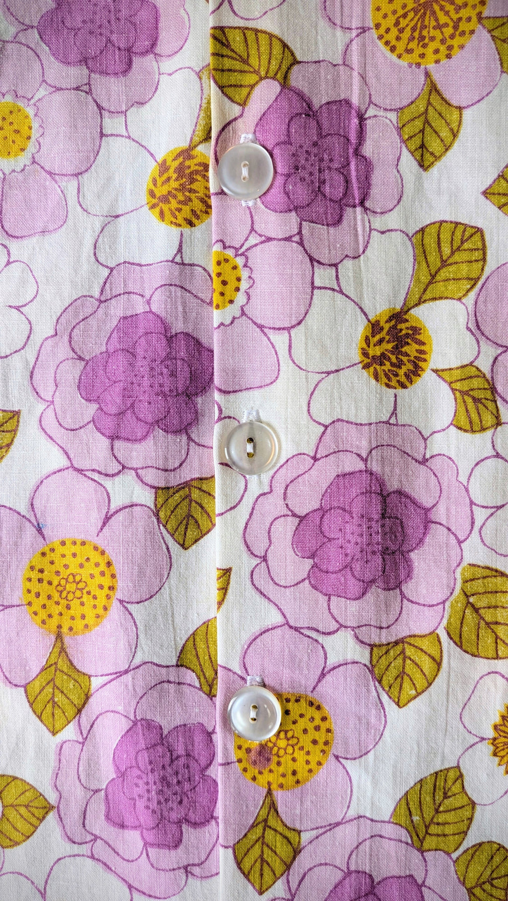 1970s Classic Cut Unisex Upcycled Cotton Button-up Shirt – Mauve Nostalgia (White & Purple / Size S) | First Gen Freedomfield
