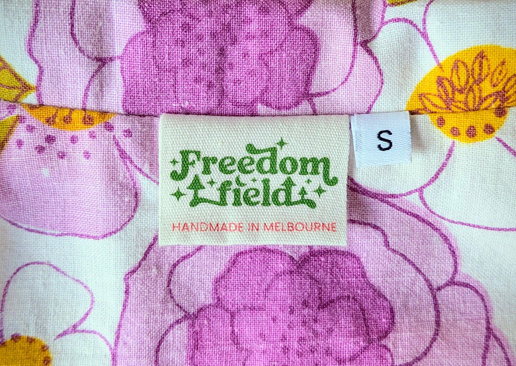 1970s Classic Cut Unisex Upcycled Cotton Button-up Shirt – Mauve Nostalgia (White & Purple / Size S) | First Gen Freedomfield