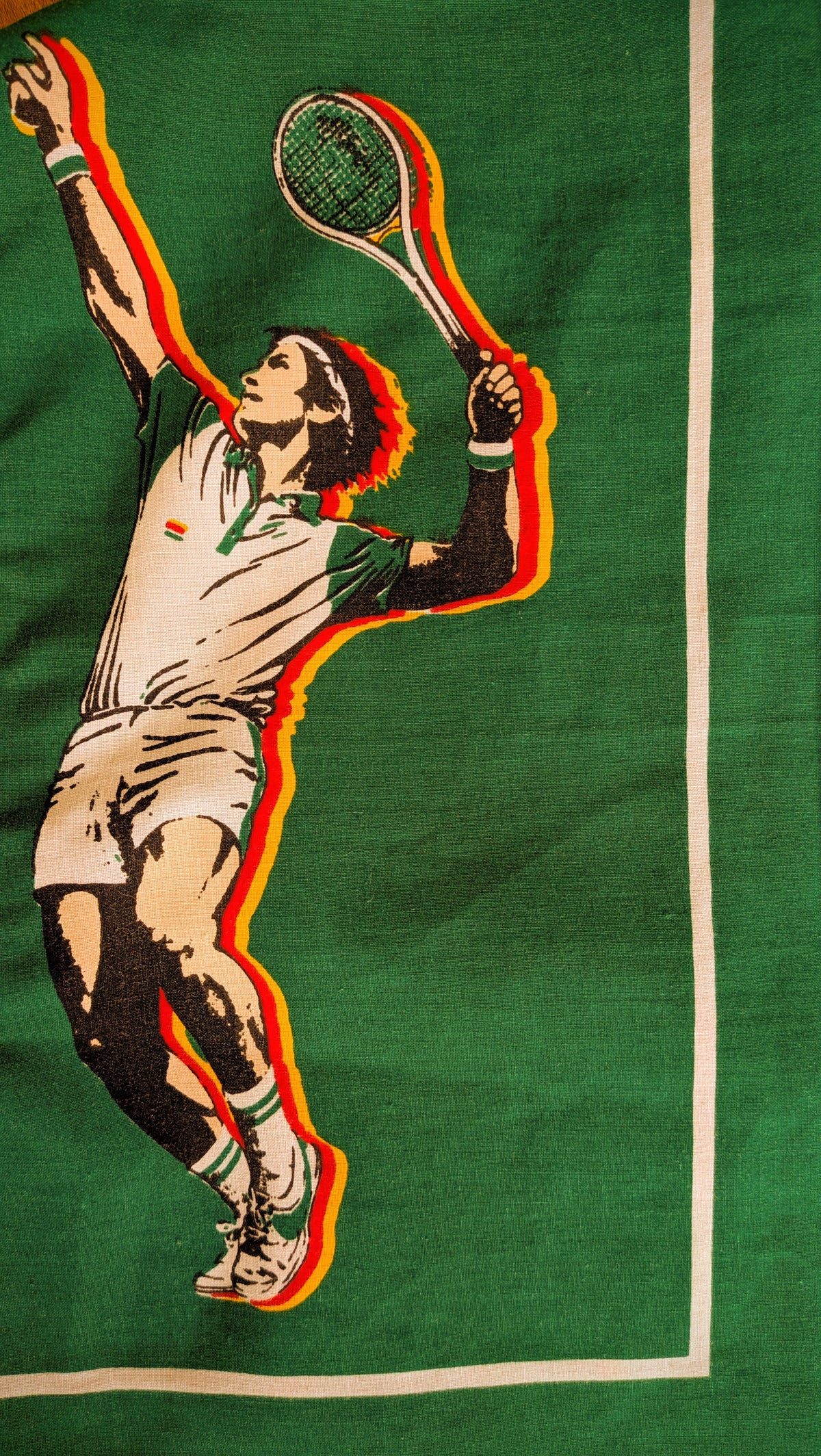 1980s Tennis Player Long Sleeve Unisex Upcycled Cotton Button-up Overshirt – Serving Love (Green / Size M) | Freedomfield