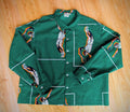 1980s Tennis Player Long Sleeve Unisex Upcycled Cotton Button-up Overshirt – Serving Love (Green / Size M) | Freedomfield