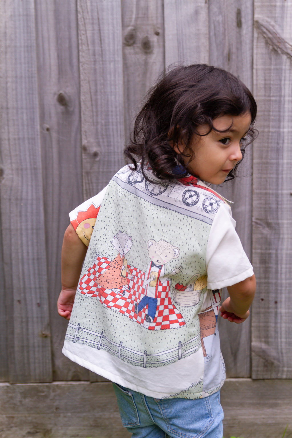 Kids Unisex Upcycled Cotton Button-up Shirt – Picnic Pals, Mini Collection (Pastel / Size 3) | Freedomfield