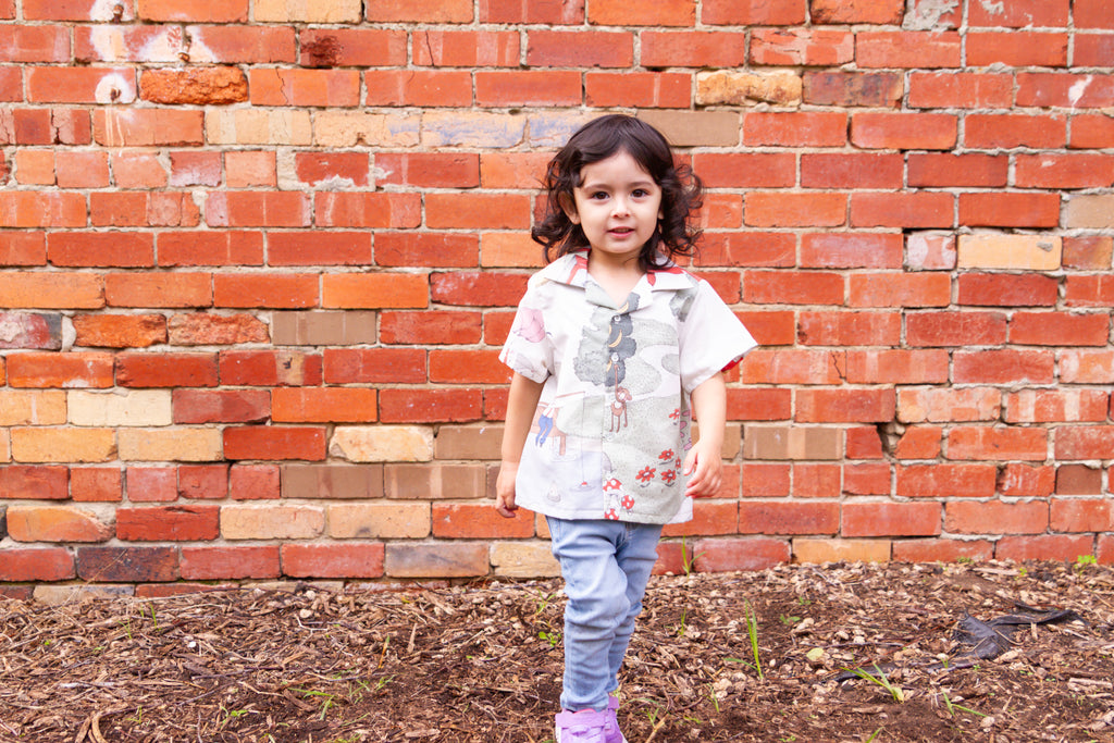 Kids Unisex Upcycled Cotton Button-up Shirt – Picnic Pals, Mini Collection (Pastel / Size 3) | Freedomfield